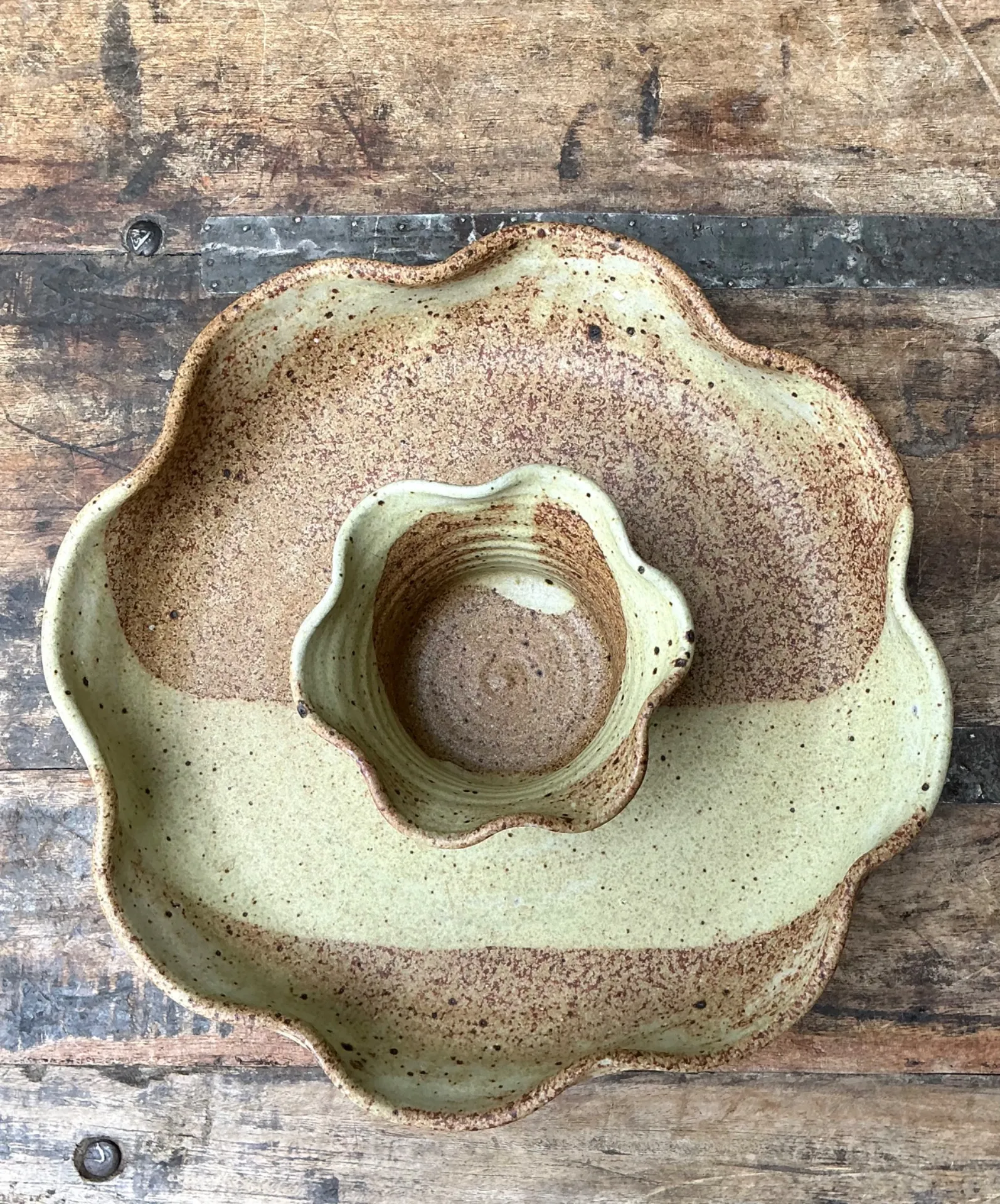 Vintage Studio Pottery Speckled Ceramic Appetizer Bowl — additional photo 7