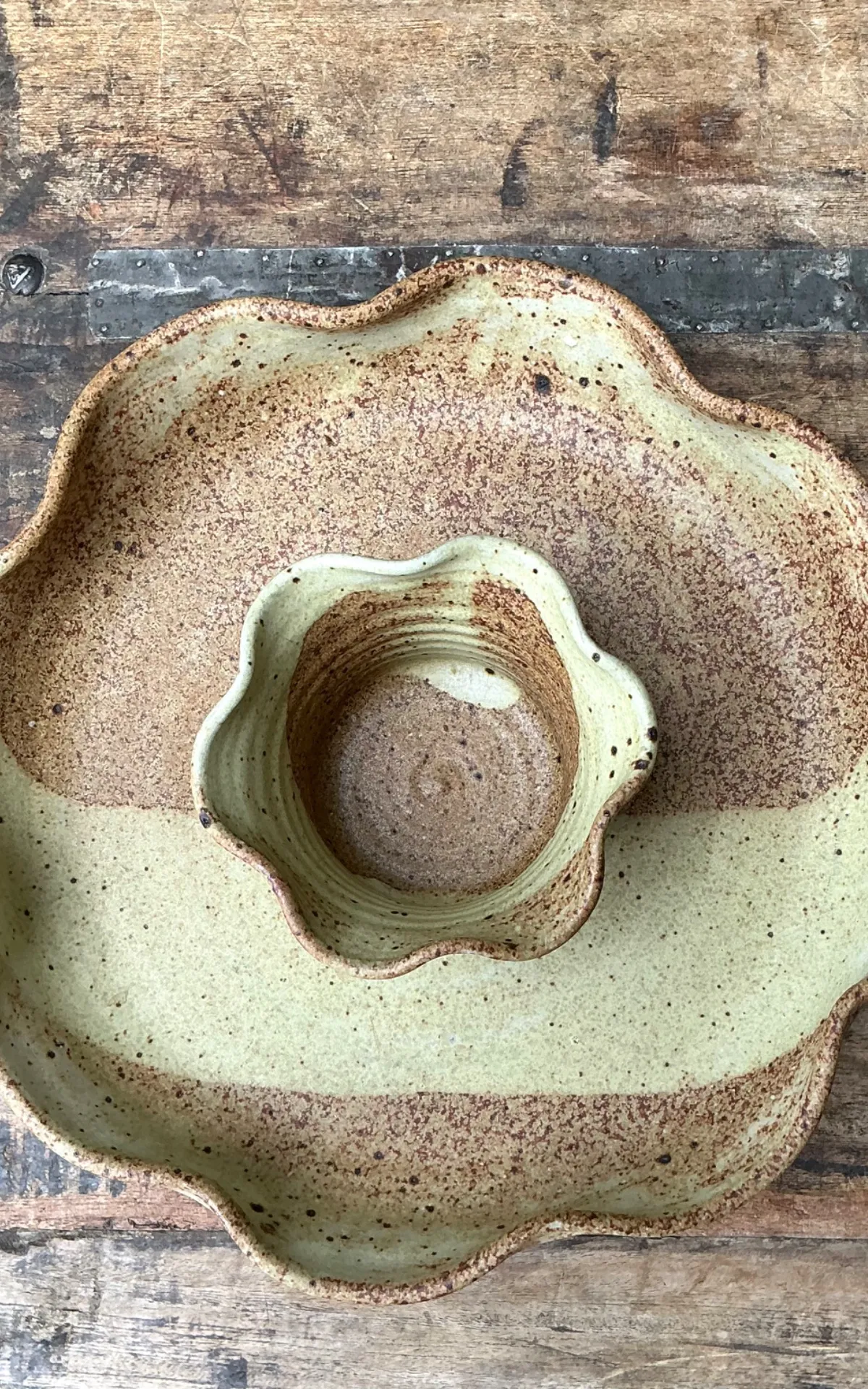 Vintage Studio Pottery Speckled Ceramic Appetizer Bowl — additional photo 7