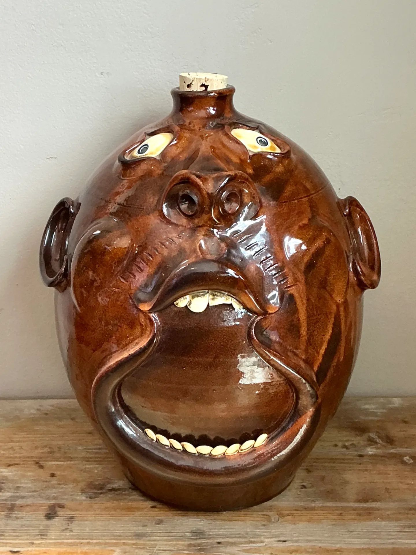 Vintage Brown Ceramic Face Jug — additional photo 5