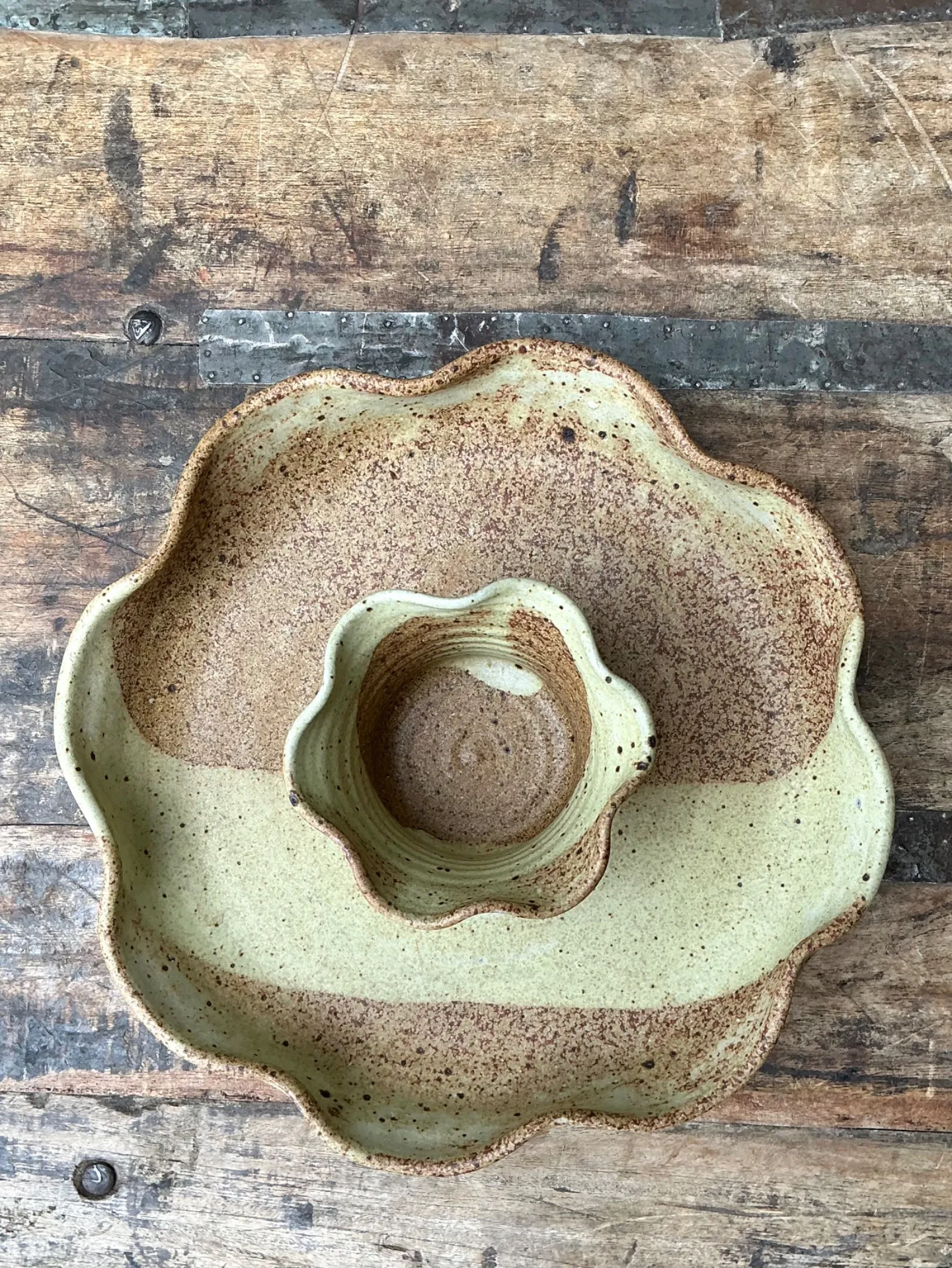 Vintage Studio Pottery Speckled Ceramic Appetizer Bowl — additional photo 4
