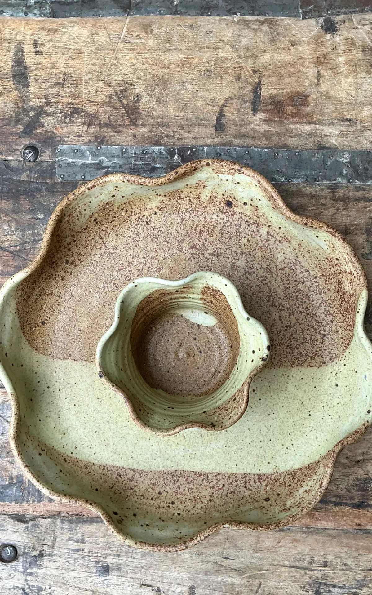 Vintage Studio Pottery Speckled Ceramic Appetizer Bowl — additional photo 4