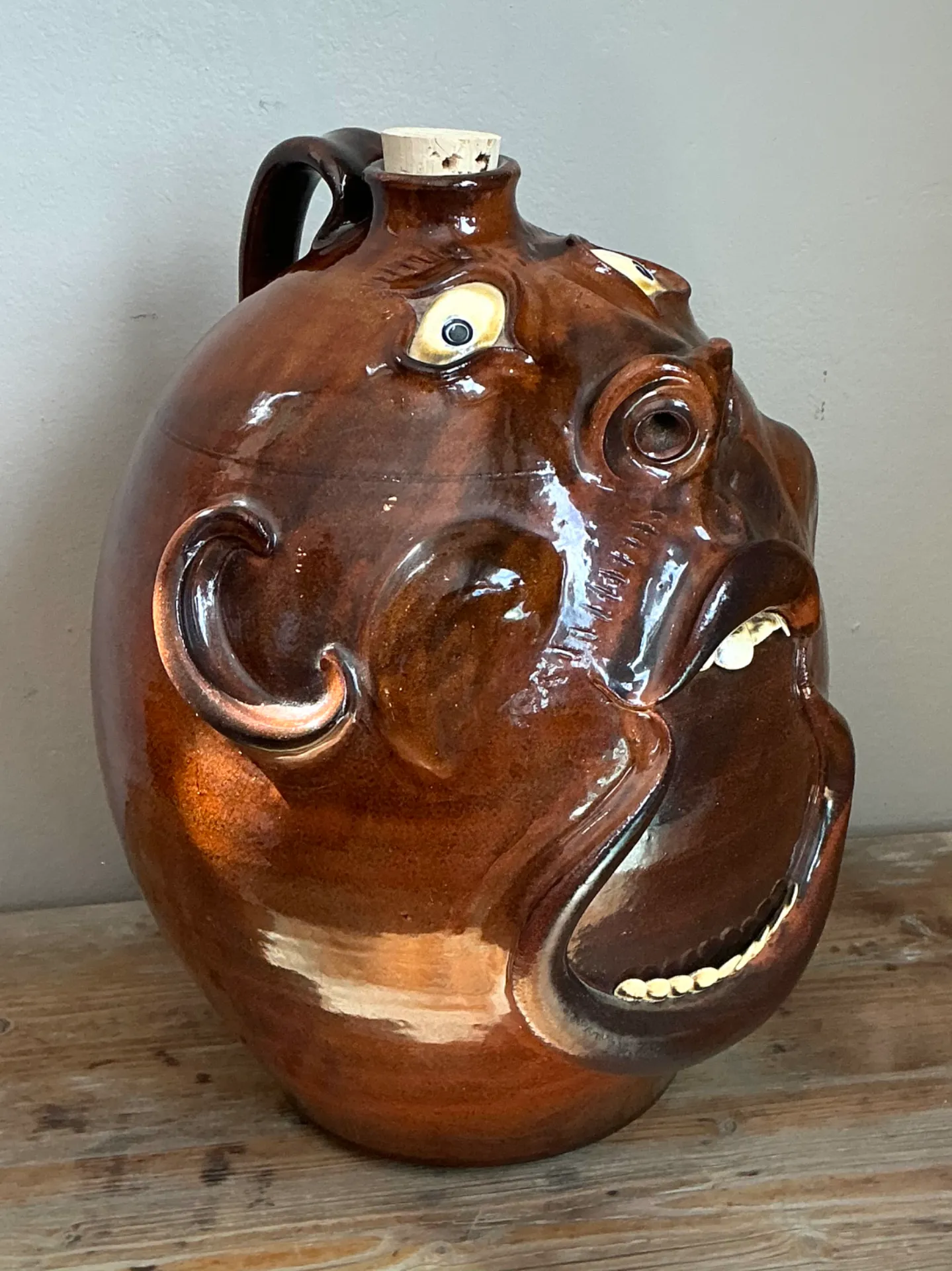 Vintage Brown Ceramic Face Jug — additional photo 1