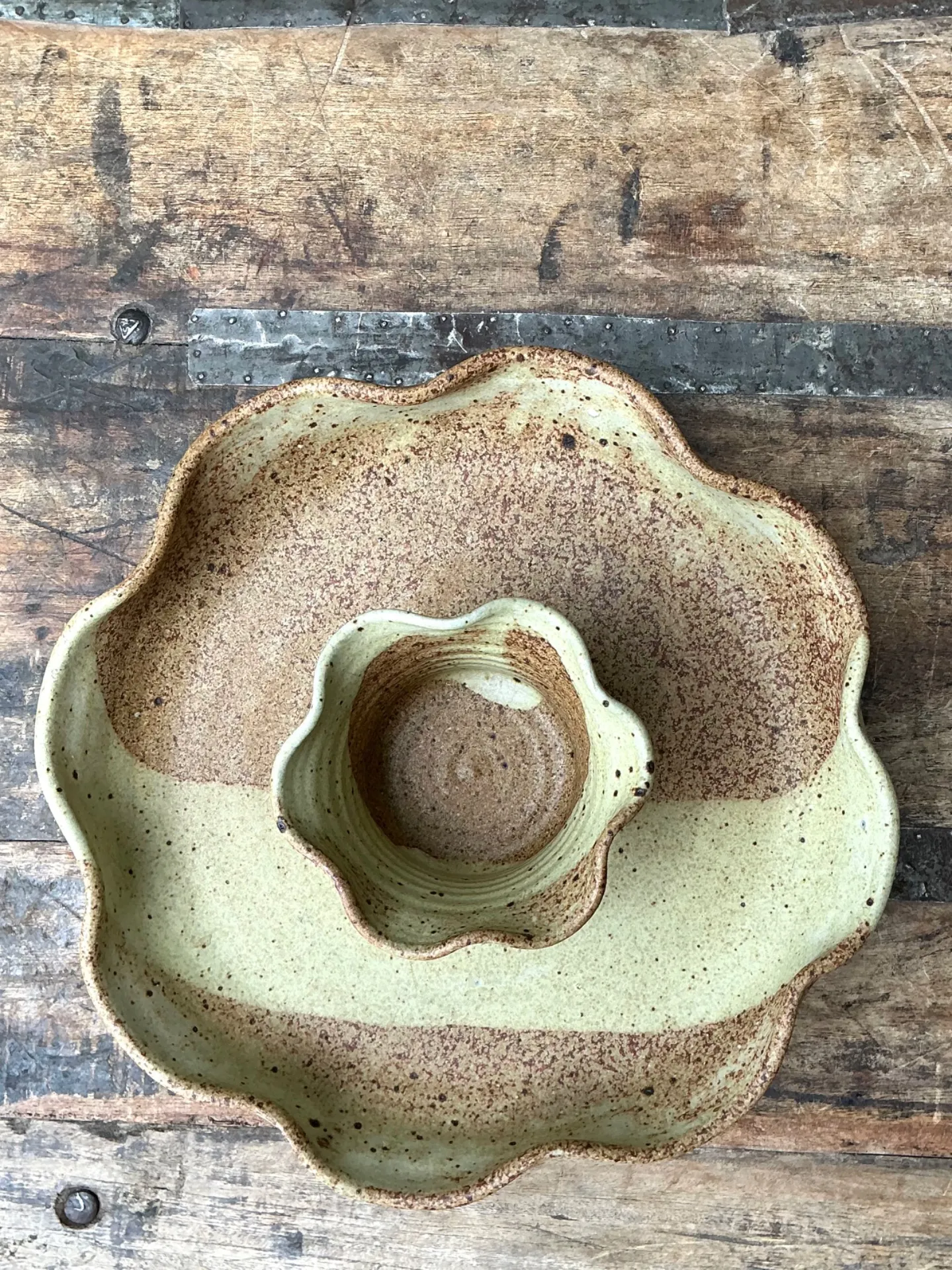 Vintage Studio Pottery Speckled Ceramic Appetizer Bowl — additional photo 1