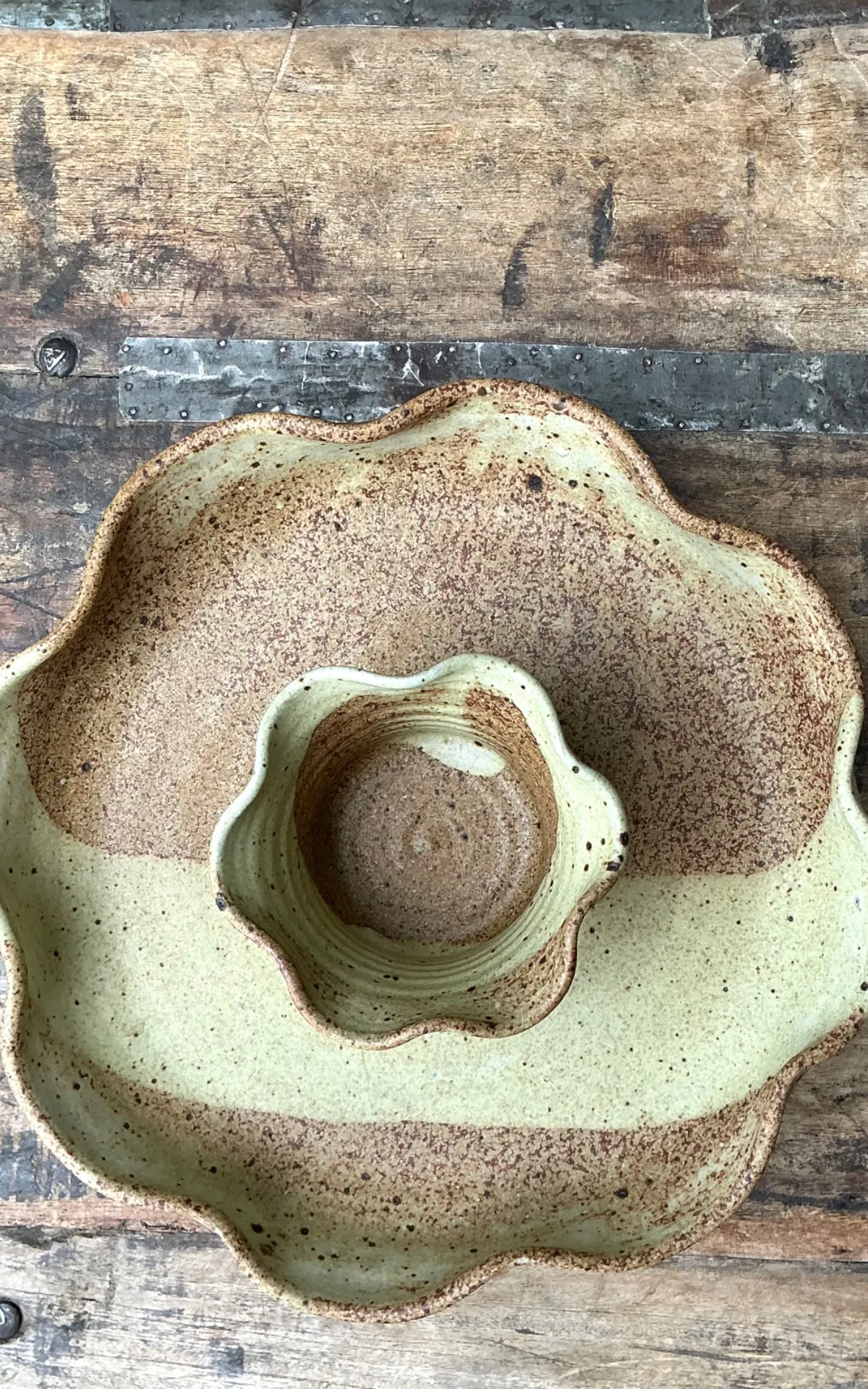 Vintage Studio Pottery Speckled Ceramic Appetizer Bowl — additional photo 1