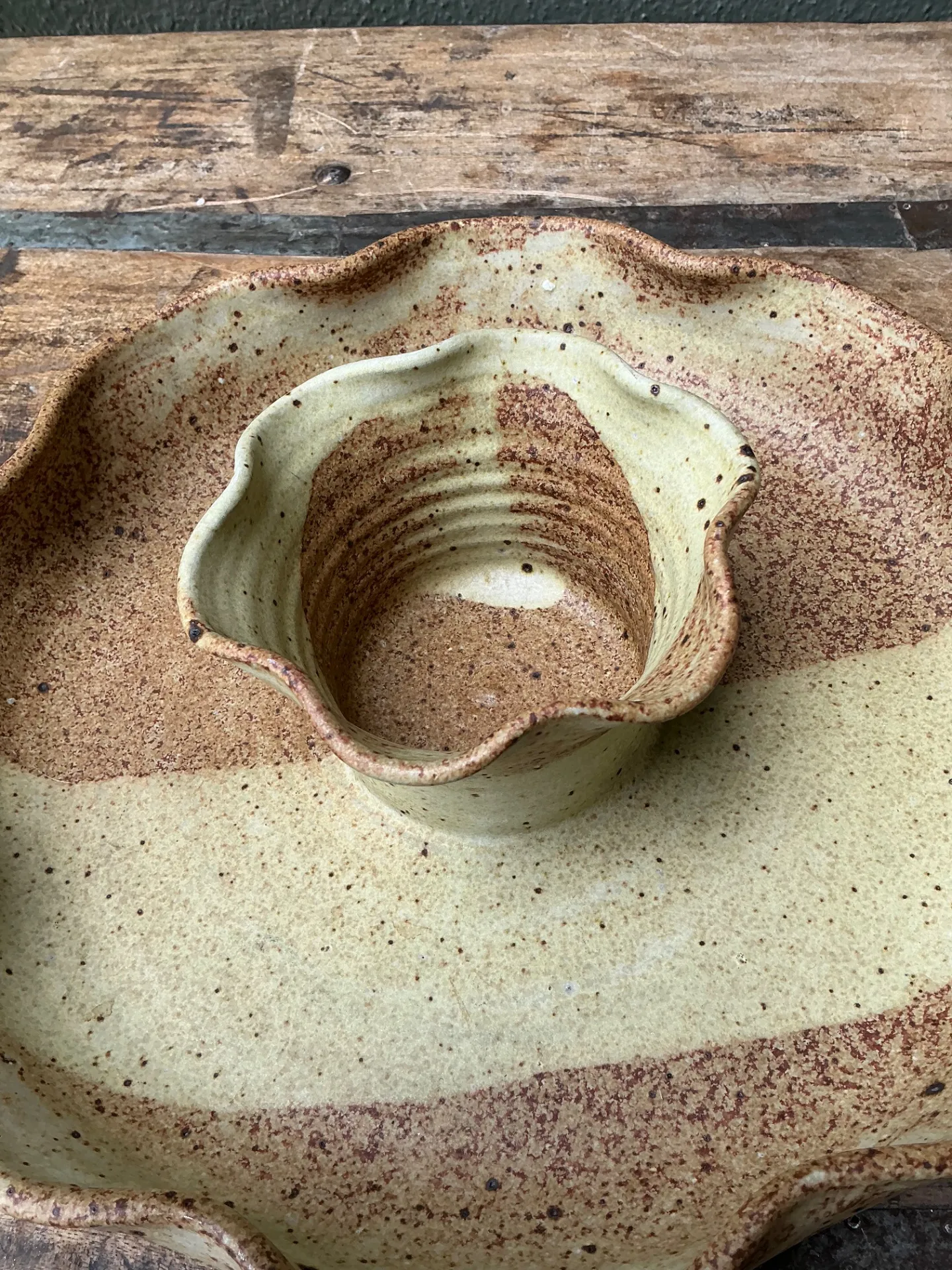 Vintage Studio Pottery Speckled Ceramic Appetizer Bowl — additional photo 5