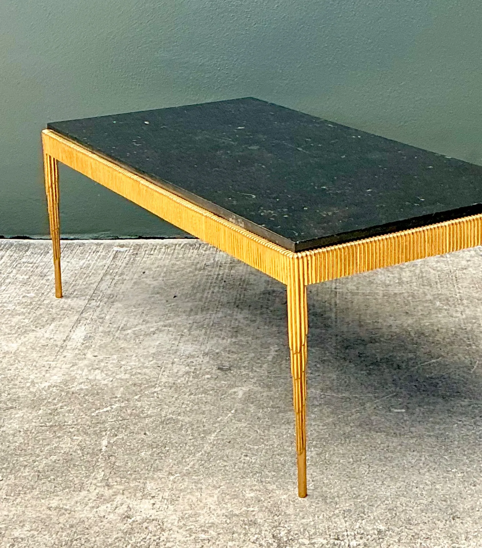 Vintage Gilt Metal and Stone Cocktail Table — additional photo 3