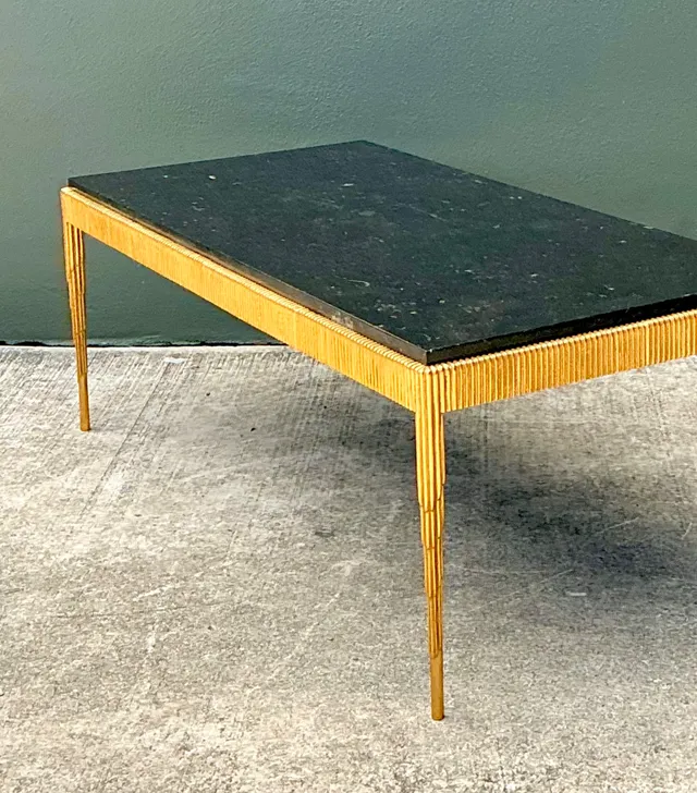 Vintage Gilt Metal and Stone Cocktail Table — additional photo 3
