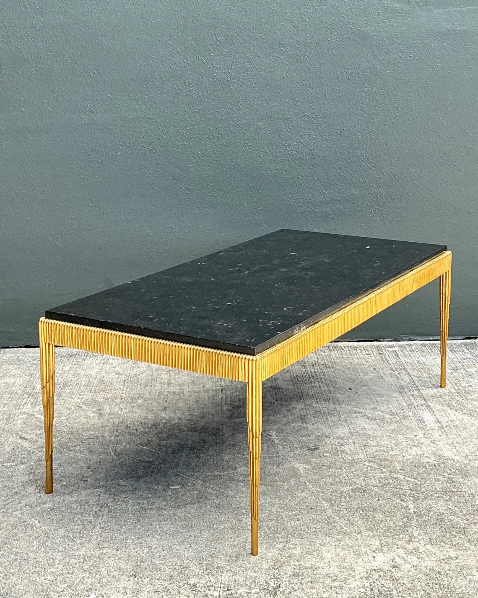 Vintage Gilt Metal and Stone Cocktail Table — additional photo 1