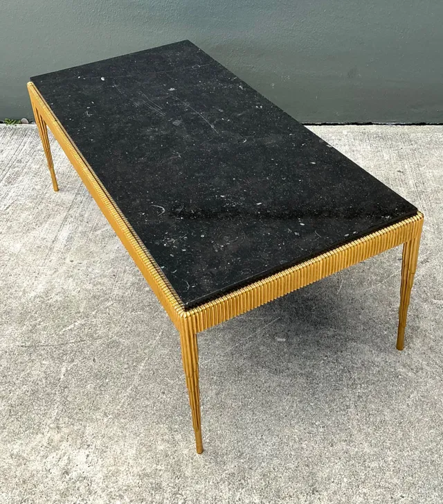 Vintage Gilt Metal and Stone Cocktail Table — additional photo 2