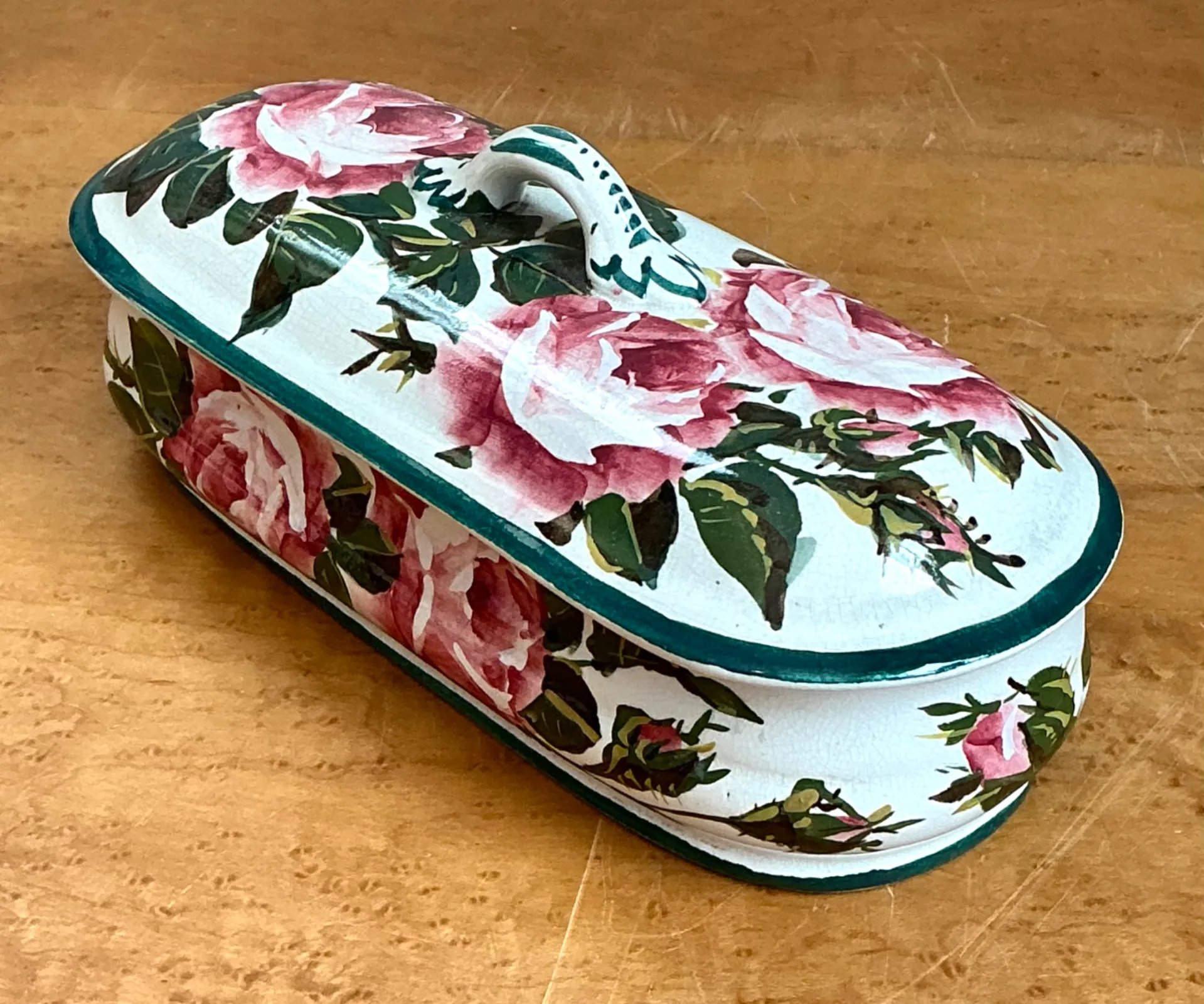 Vintage Rose Motif Porcelain Trinket Box — additional photo 4