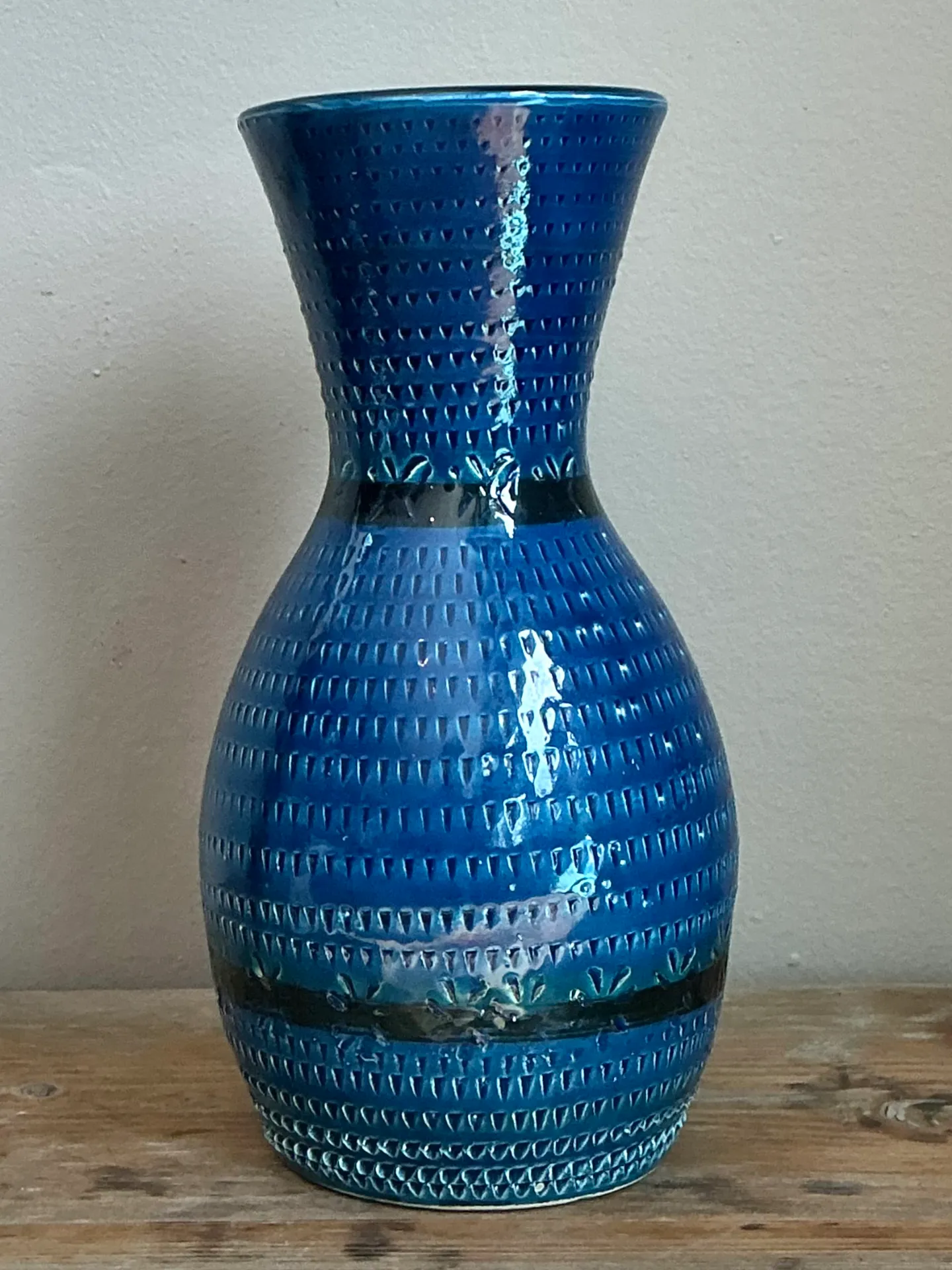 Vintage Italian Blue Glazed Ceramic Vase — additional photo 2