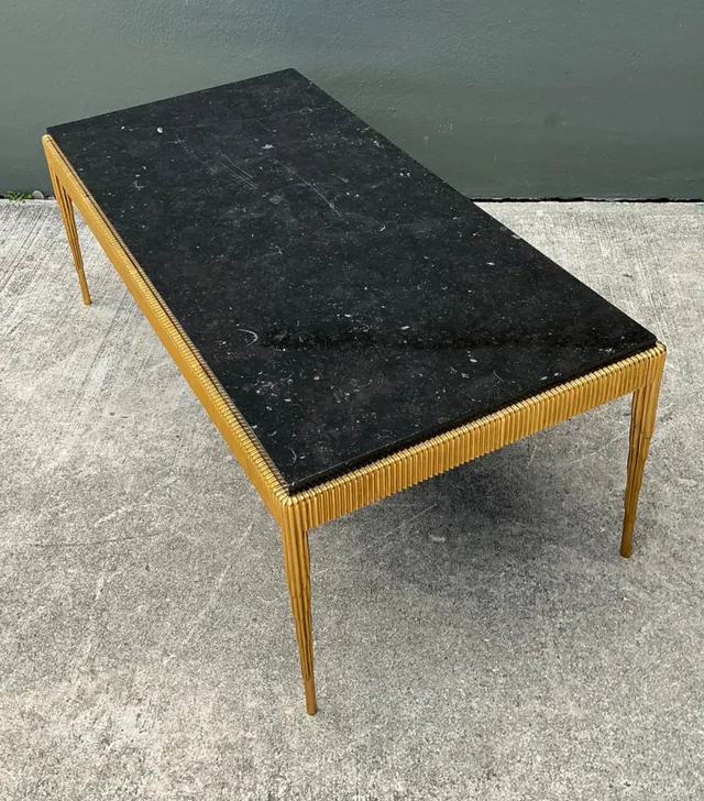 Vintage Gilt Metal and Stone Cocktail Table — additional photo 7