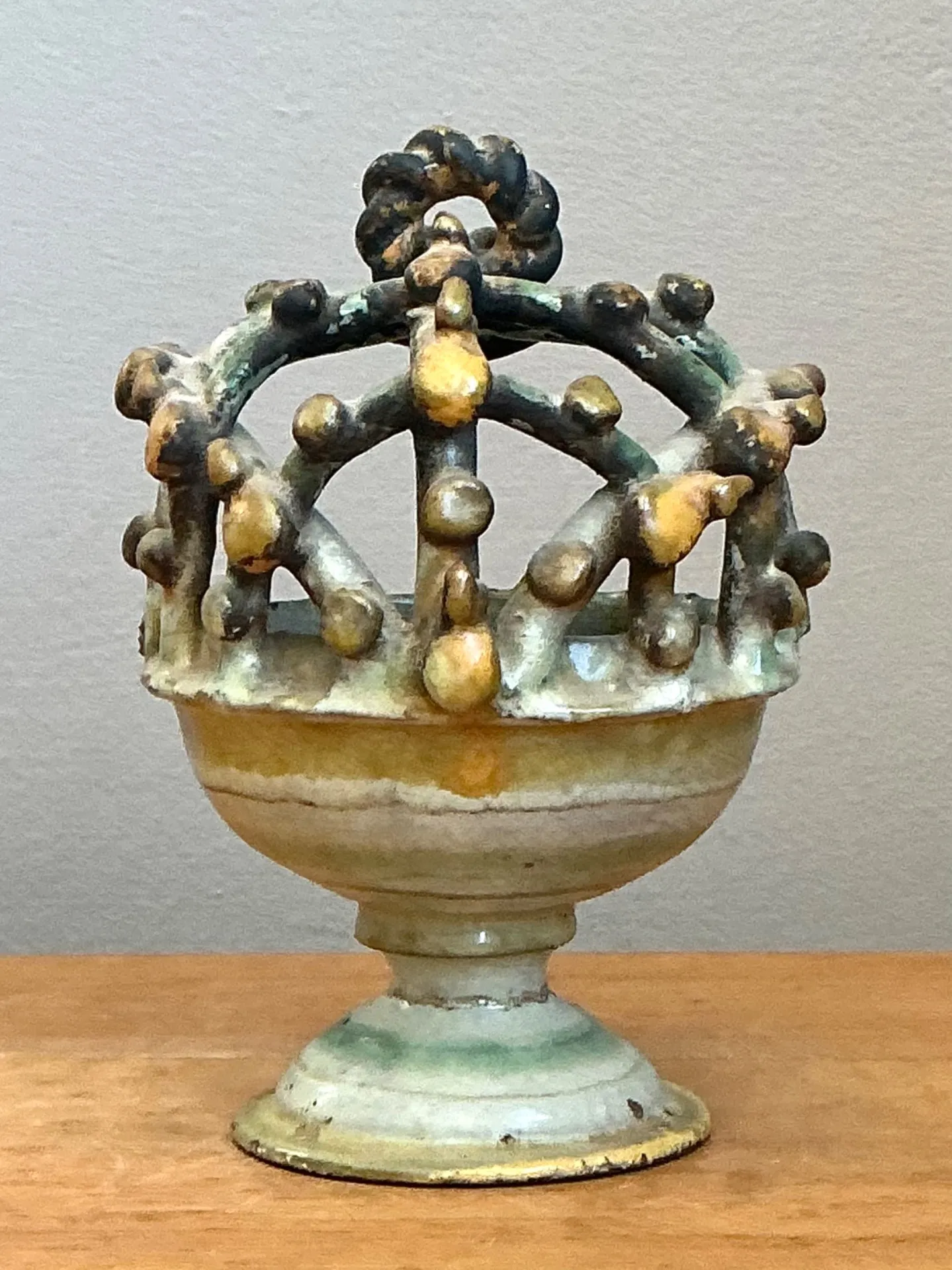 Vintage Polychrome Ceramic Crown Incensario — additional photo 2