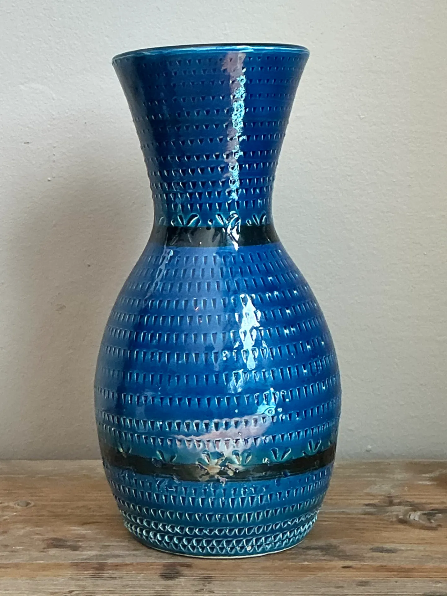 Vintage Italian Blue Glazed Ceramic Vase — additional photo 4