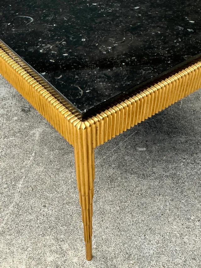 Vintage Gilt Metal and Stone Cocktail Table — additional photo 5