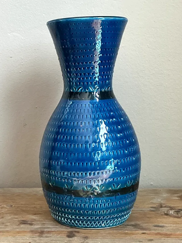 Vintage Italian Blue Glazed Ceramic Vase — additional photo 6
