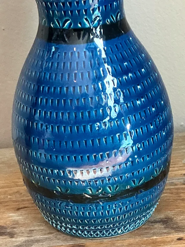 Vintage Italian Blue Glazed Ceramic Vase — additional photo 5