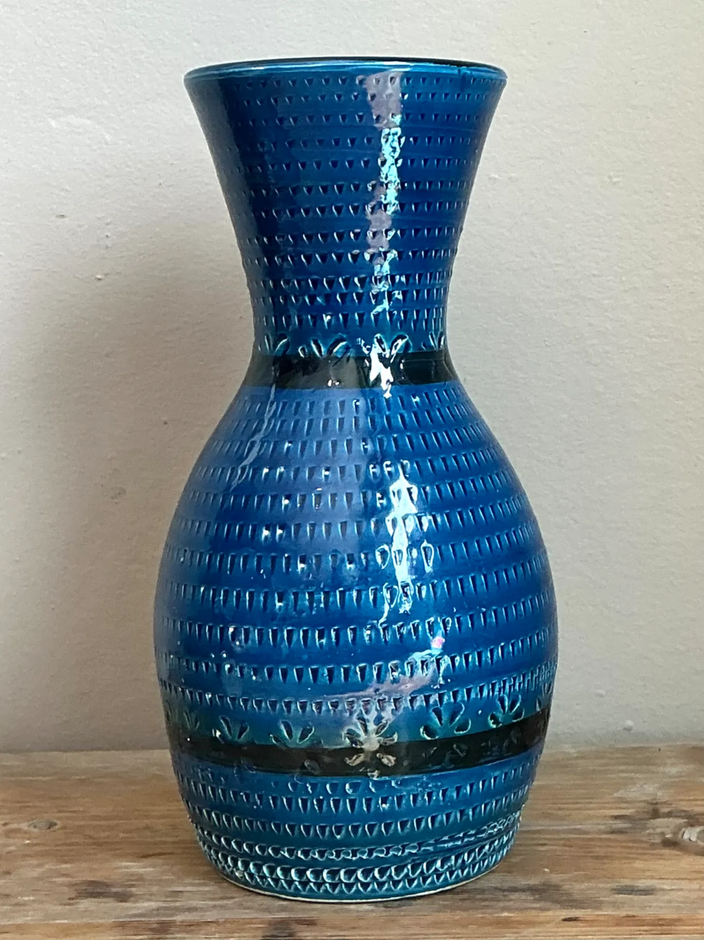 Vintage Italian Blue Glazed Ceramic Vase — additional photo 1