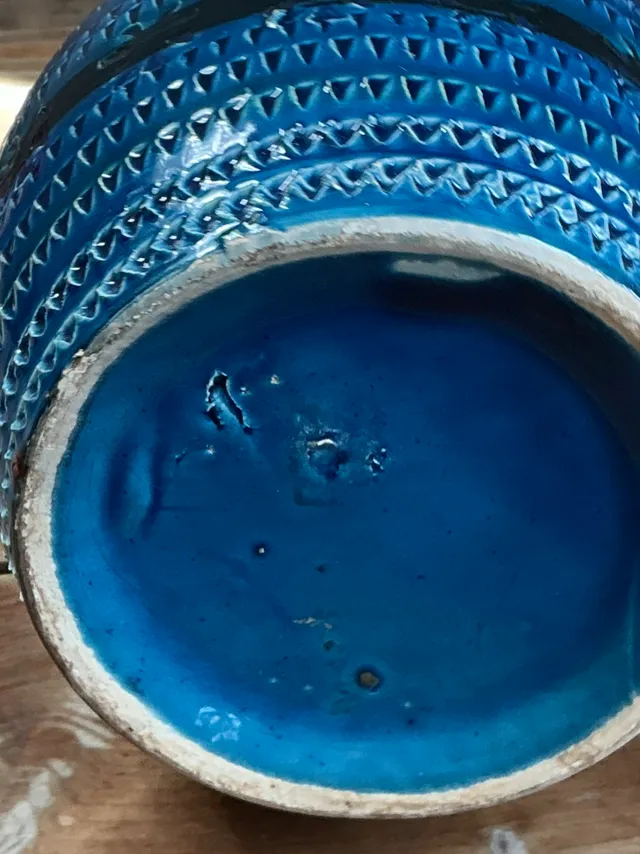 Vintage Italian Blue Glazed Ceramic Vase — additional photo 3