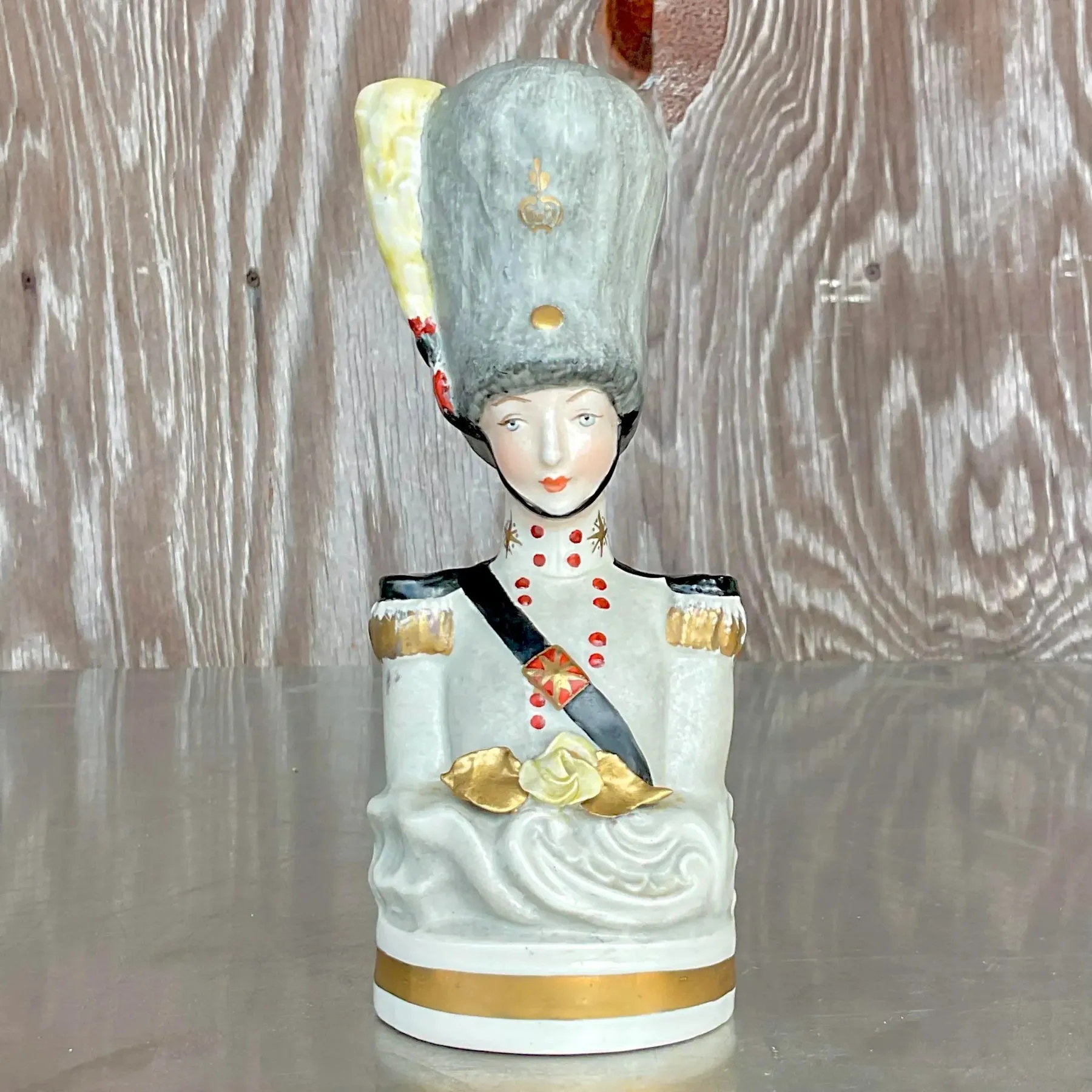 Vintage Hand-Painted Ceramic Military Bust — additional photo 2
