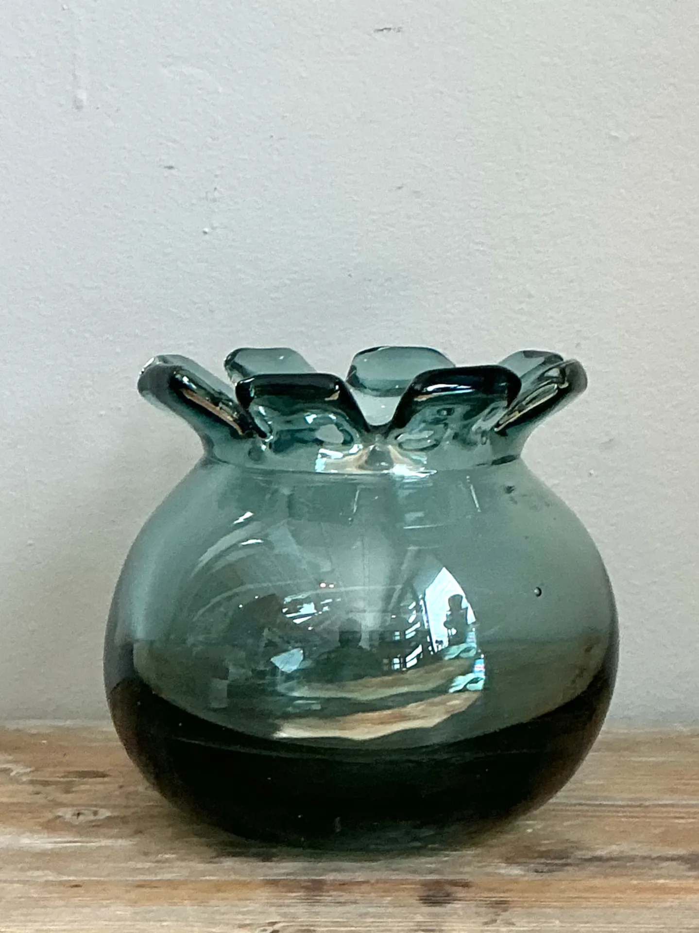 Vintage Handcrafted Green Glass Vessel — additional photo 6