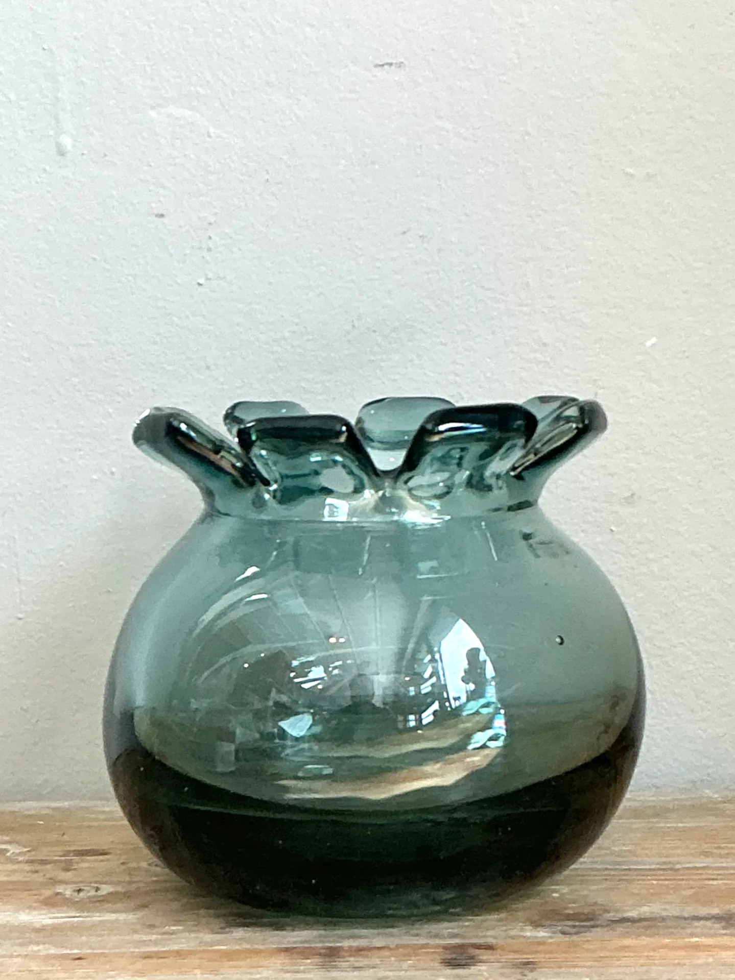 Vintage Handcrafted Green Glass Vessel — additional photo 4
