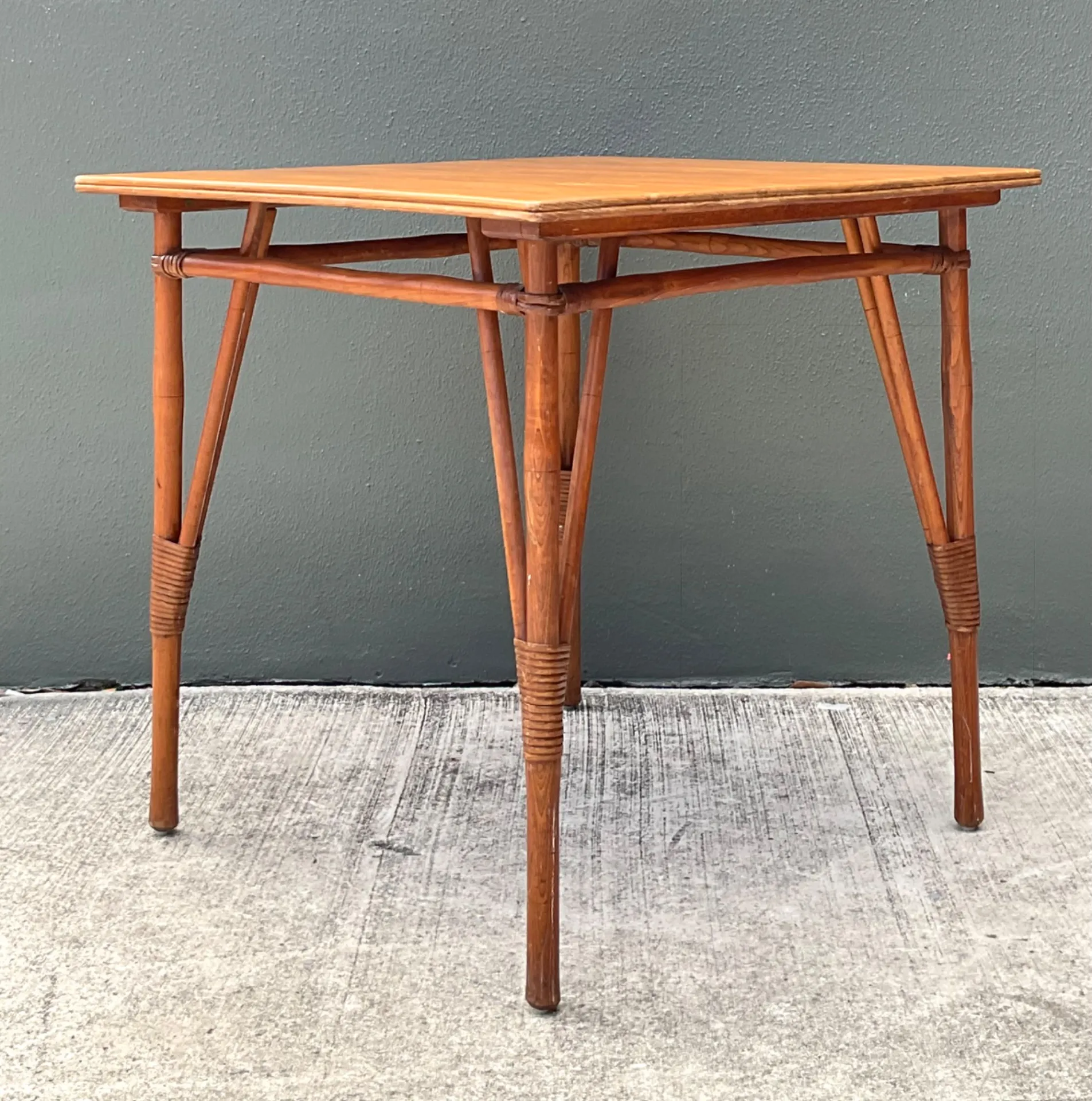 Vintage Wood and Rattan Game Table — additional photo 6