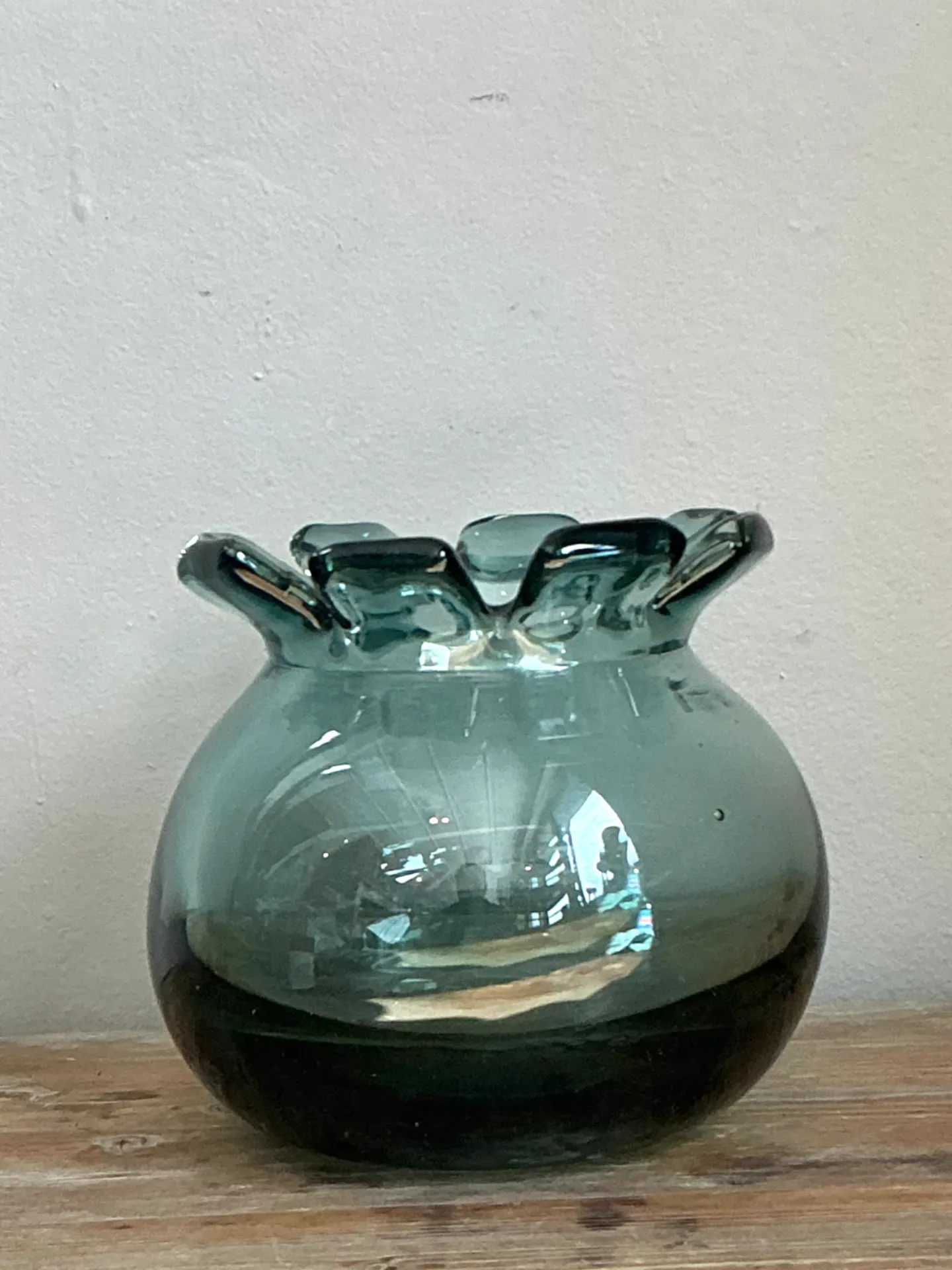 Vintage Handcrafted Green Glass Vessel — additional photo 5