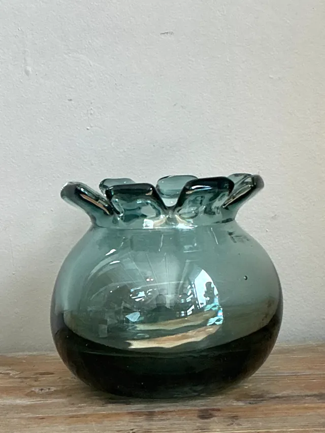 Vintage Handcrafted Green Glass Vessel — additional photo 5