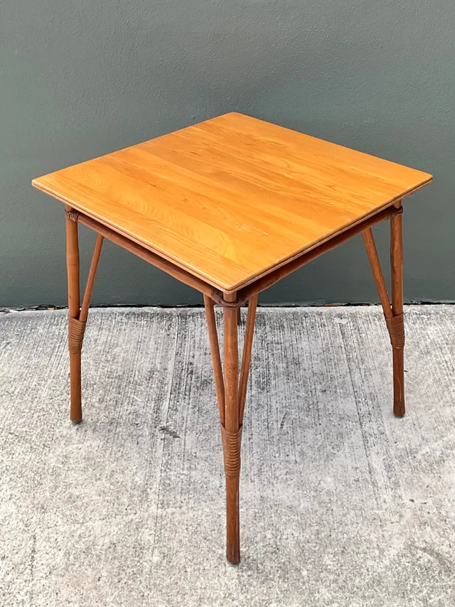 Vintage Wood and Rattan Game Table — additional photo 3