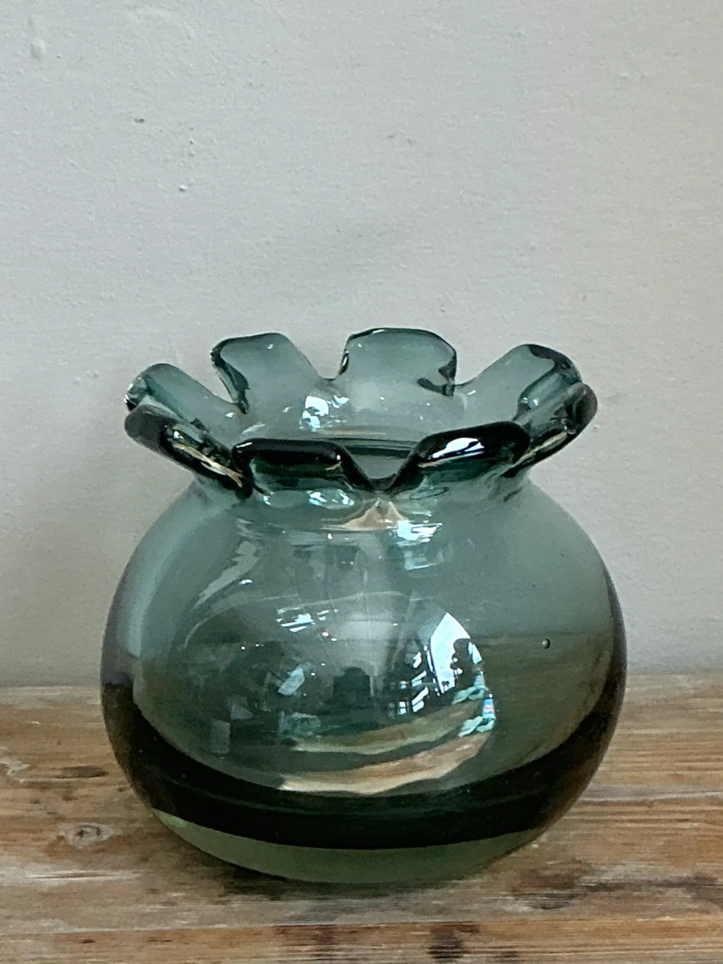 Vintage Handcrafted Green Glass Vessel — additional photo 3