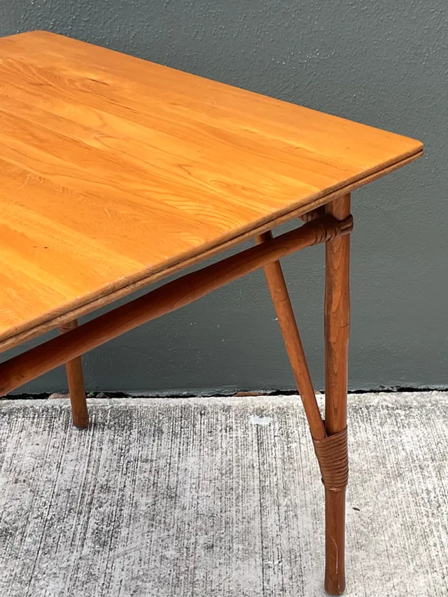Vintage Wood and Rattan Game Table — additional photo 1