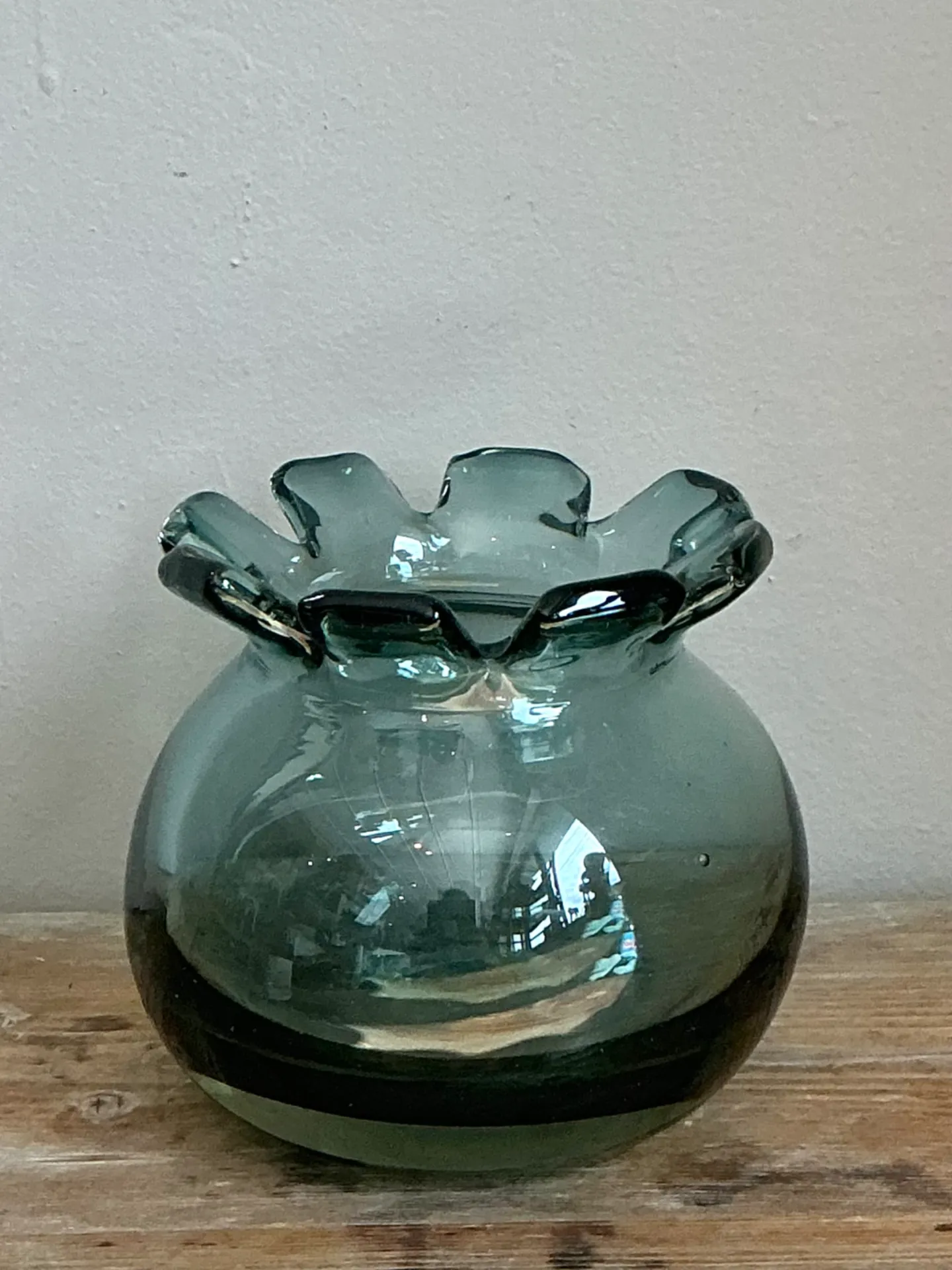 Vintage Handcrafted Green Glass Vessel — additional photo 1