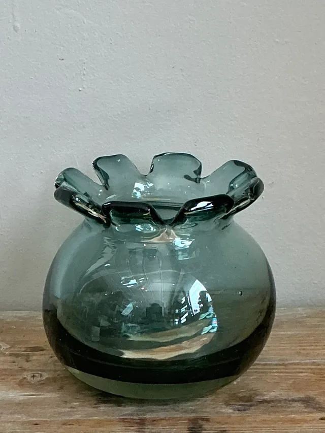 Vintage Handcrafted Green Glass Vessel — additional photo 1