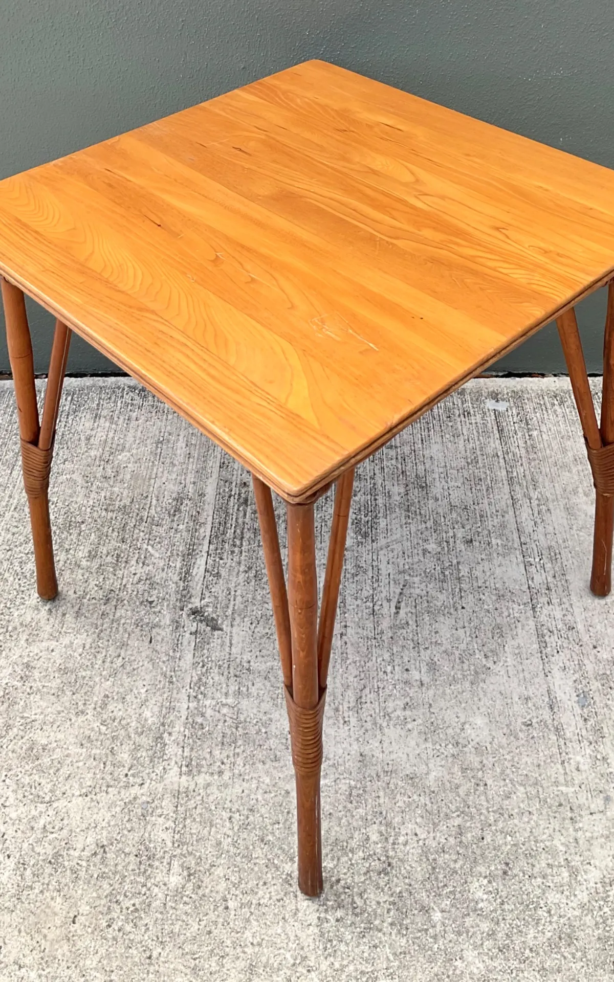 Vintage Wood and Rattan Game Table — additional photo 2