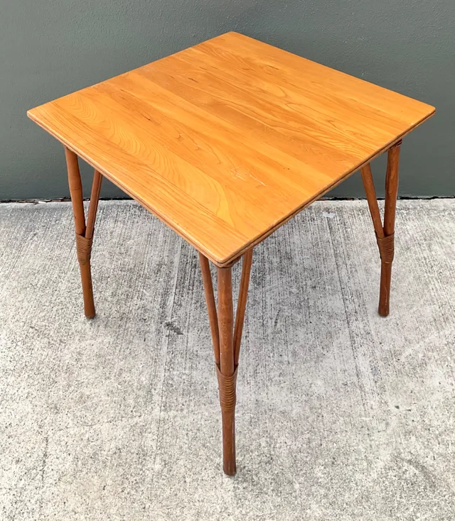 Vintage Wood and Rattan Game Table — additional photo 2
