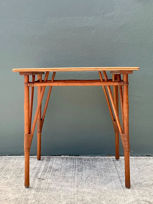 Vintage Wood and Rattan Game Table — additional photo 8