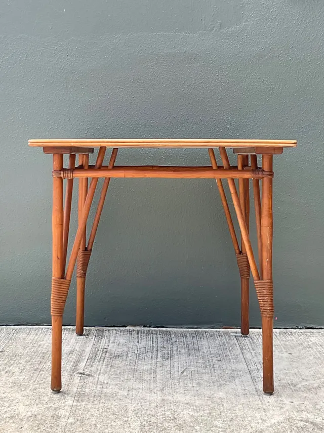 Vintage Wood and Rattan Game Table — additional photo 5