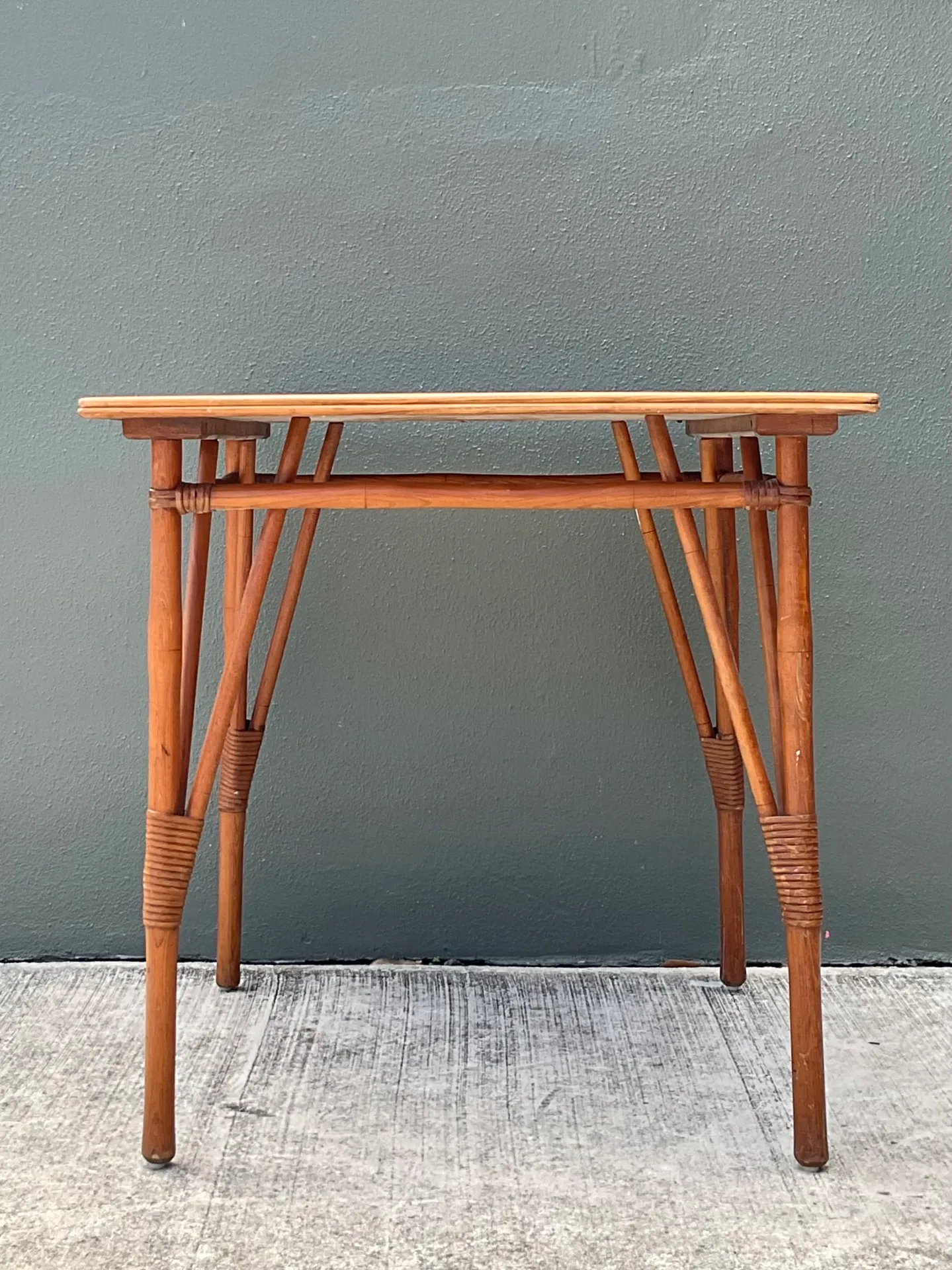 Vintage Wood and Rattan Game Table — additional photo 4