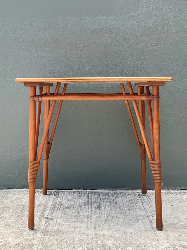Vintage Wood and Rattan Game Table — additional photo 4
