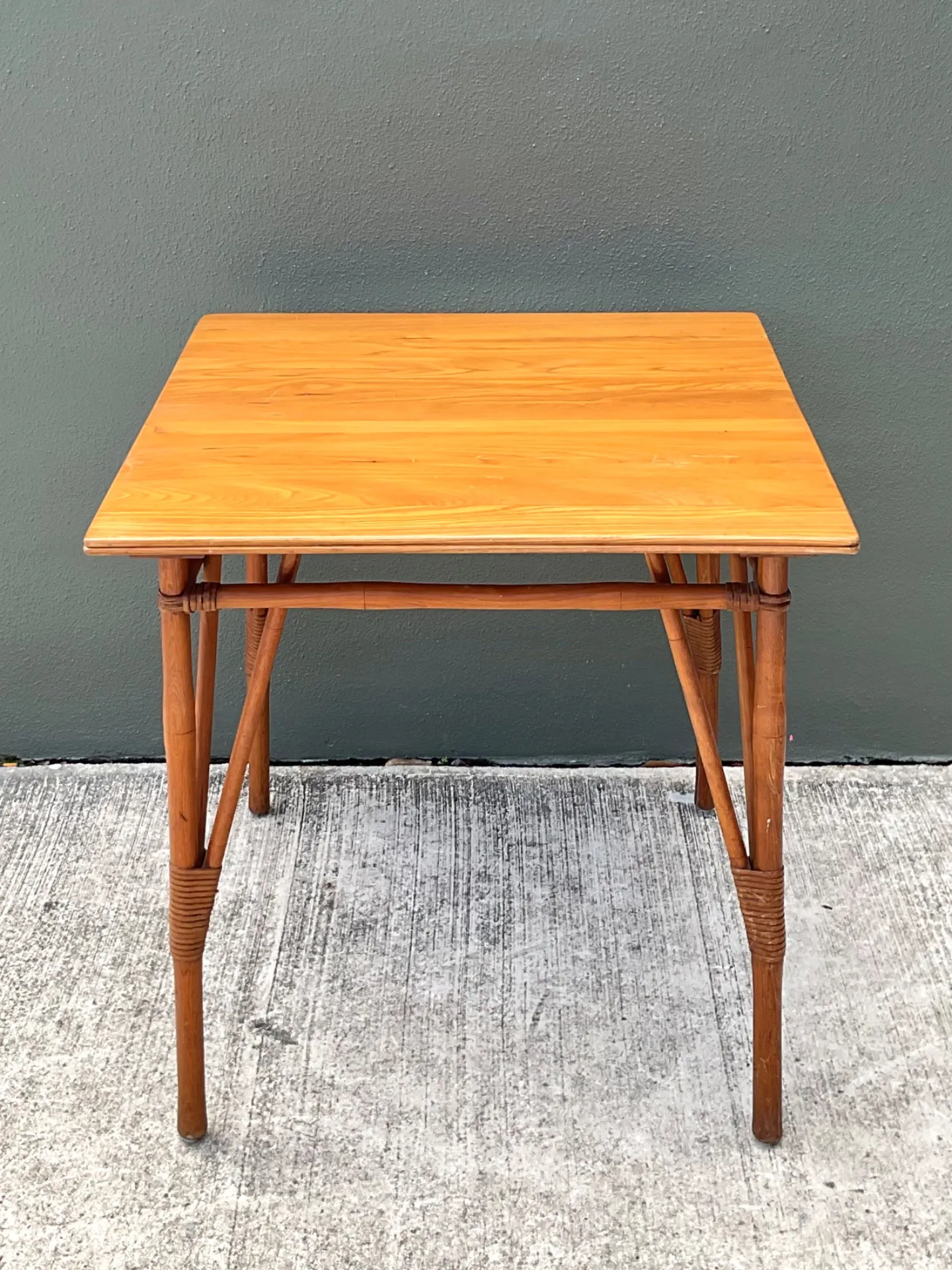 Vintage Wood and Rattan Game Table — additional photo 7
