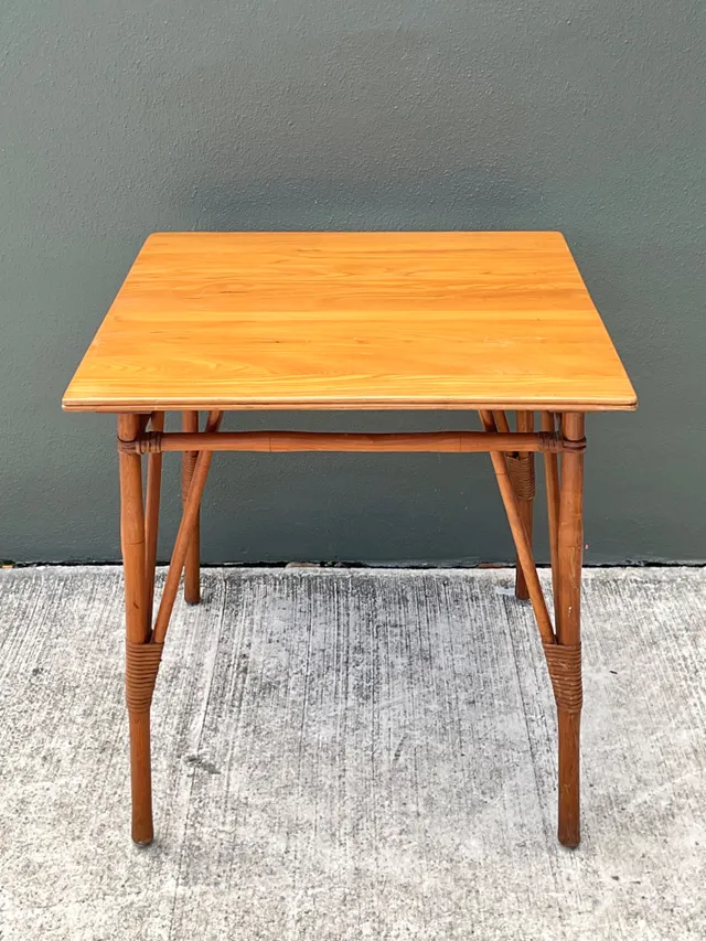 Vintage Wood and Rattan Game Table — additional photo 7