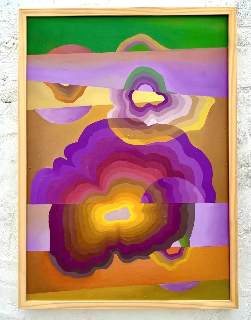 Vintage Boho Abstract Original Oil on Canvas — additional photo 2