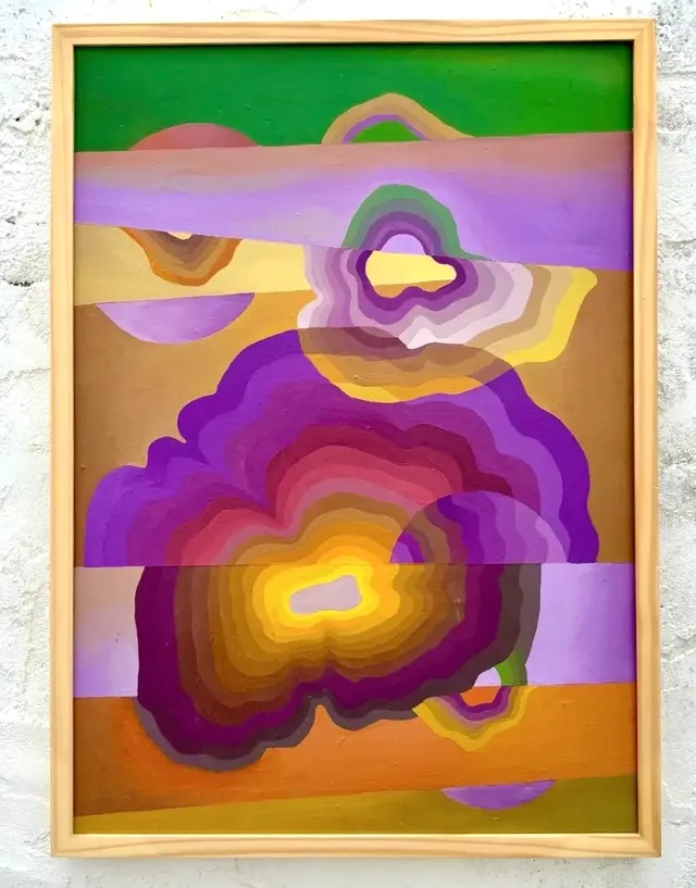 Vintage Boho Abstract Original Oil on Canvas — additional photo 2