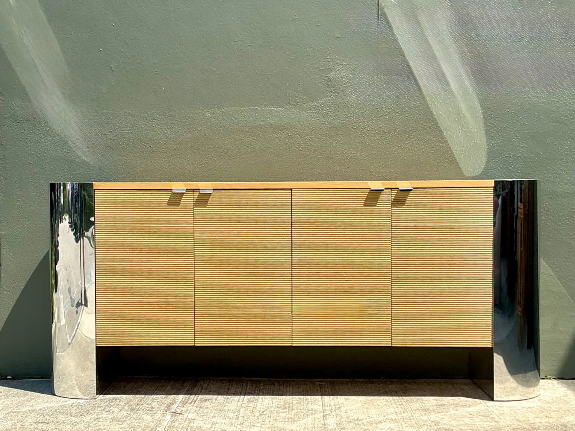 Vintage Polished Chrome and Wood Sideboard — additional photo 6