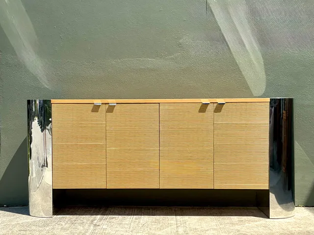 Vintage Polished Chrome and Wood Sideboard — additional photo 6