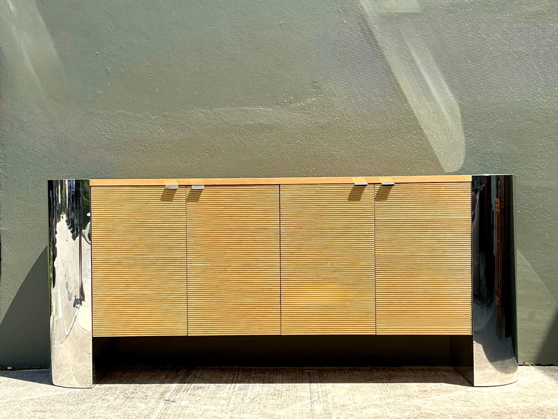 Vintage Polished Chrome and Wood Sideboard — additional photo 3