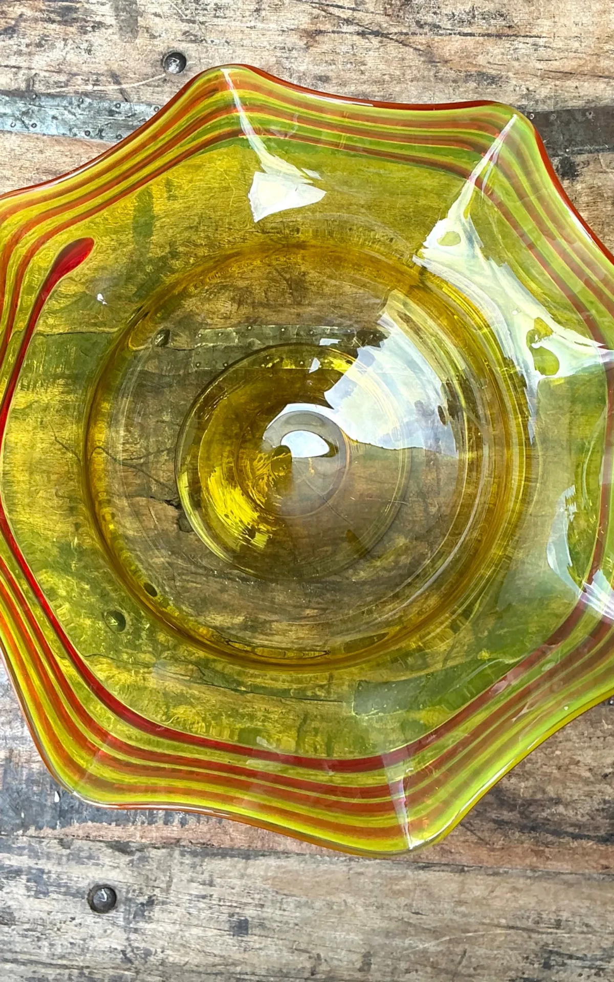 Vintage Striped Murano-Style Glass Centerpiece Bowl — additional photo 5