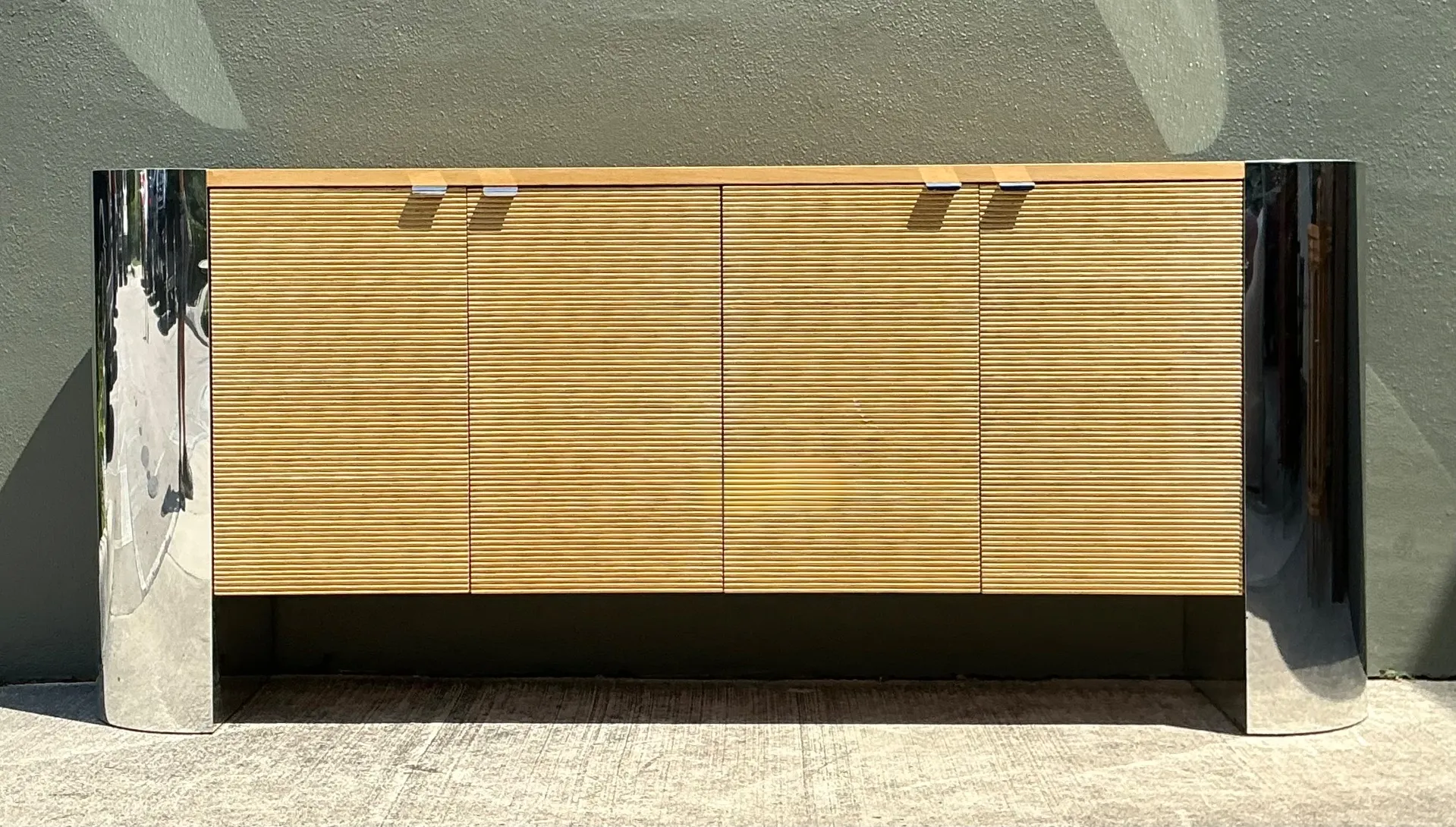 Vintage Polished Chrome and Wood Sideboard — additional photo 1