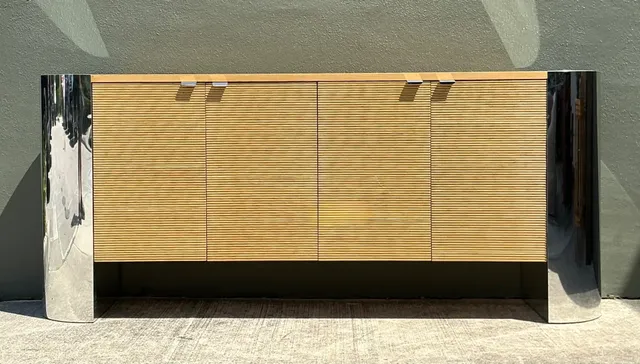 Vintage Polished Chrome and Wood Sideboard — additional photo 1